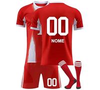 Set maglia da calcio personalizzata per adulto bambini - Maglia, pantaloncini e calzettoni - Nome e numero 25/26 - Per bambini e bambine A
