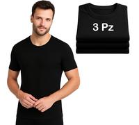 Set Maglia Termica Liabel Uomo 100% Caldo Cotone Interlock - Intimo Invernale Morbido e Traspirante - Maglia a Manica Corta in Thermocotton Bianco o Nero - Confezione da 3 o 6 Pezzi (L, 3, Nere)