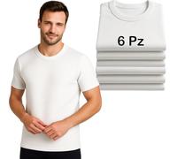 Set Maglia Termica Liabel Uomo 100% Caldo Cotone Interlock - Intimo Invernale Morbido e Traspirante - Maglia a Manica Corta in Thermocotton Bianco o Nero - Confezione da 3 o 6 Pezzi (XL, 6, Bianche)