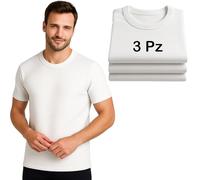 Set Maglia Termica Liabel Uomo 100% Caldo Cotone Interlock - Intimo Invernale Morbido e Traspirante - Maglia a Manica Corta in Thermocotton Bianco o Nero - Confezione da 3 o 6 Pezzi (3XL, 3, Bianche)