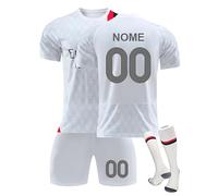 Set Maglietta Calcio Personalizzato Bambino - Maglia Bambini con Nome e Numero 24-25 - Versione Casa o Trasferta - Completo da Allenamento - Ottimo per Scuola Calcio e Regali A05