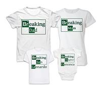 Set Magliette Famiglia - Tshirt - Body - Nomi Personalizzabili - Parodia Serie TV - Breaking - Dad - Mom - Son - Daughter - Bimbi Piccoli - Primo Anno - Maschietto - Femminuccia - Famiglia