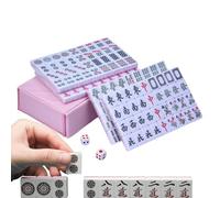 Set Mahjong cinese - Mini gioco portatile con piastrelle durevoli, per famiglie educative per feste o dormitori | Fun Brain Training Attività, libero compatto per adulti