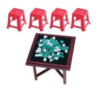 Set Mahjong in miniatura - piccola casa di Mahjong, mini piastrelle per sala giochi | cinese tradizionale, kit Mahjong cartone animato insieme per la stazione artigiana