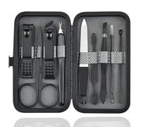 Set manicure Kit tagliaunghie Strumenti professionali per la cura delle unghie in acciaio inossidabile con custodia da viaggio in pelle 9 in 1