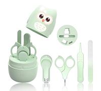 Set Manicure Neonati| Kit 4-in-1 per Baby, con Forbicine, Tagliaunghie, Lima e Pinzetta in Custodia con Gufo | Sicuro, Facile da Usare|Ottima Idea Regalo per Nascita o Battesimo