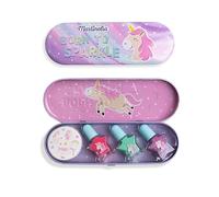 Set manicure per bambini Martinelia Plumier Unicorn - Kit manicure in valigetta con 3 smalti colorati per bambini e adesivi Unicorno, Stelle, Cuori, Arcobaleni - Mini smalto non tossico a base d'acqua