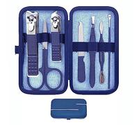 Set Manicure Uomini Donne Set Tagliaunghie Unghie Strumenti di Cura Personale con Caso Viaggio Portatile, Kit Manicure Pedicure Unghie Grooming Kit per Family Uomini Donne (Blu)