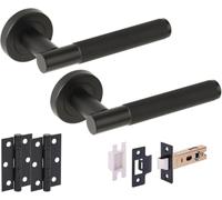 Set Maniglia Porta Interno Nero Opaco Leva e, Maniglia per chiusura | Kit privacy completo per porte interne, movimento leva fluido grazie a cuscinetti a sfera