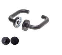 Set Maniglia Porta Maniglia Drückergarnitur Ferramenta Porta ALU Nera RI