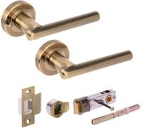 Set Maniglie per Porta su Rosetta, Bullet per le maniglie della privacy | Set completo con rosetta tonda e leva ergonomica, ideale per porte interne senza serratura