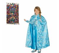 Set Mantello Azzurro Coriandoli Principessa Elsa Regina Ghiaccio Frozen Bambina