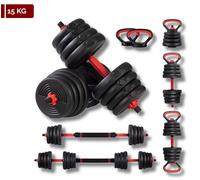 Set Manubri Regolabili Convertibili in Bilanciere 6 in 1 Kettlebell Supporto Flessioni VARI PESI DISPONIBILI 10-40 kg (15)