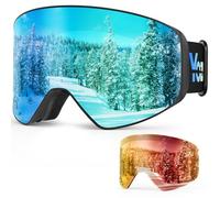 Set Maschera da Sci Per Donna e Uomo, Occhiali da Sci con Intercambiabile Lenti Magnetiche Staccabili Senza Montatura , Antiriflesso, UV, OTG, Compatibili Con Casco, Per Sci, Snowboard, Pattinaggio