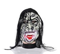 Set maschera fantasmi horror e mantello 160 cm per Halloween maschera realistica in lattice con capelli accessori costumi da demone spaventoso per carnevale Halloween Cosplay festa ballo mascherato
