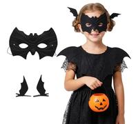 Set Maschera Pipistrello e Fermagli Capelli per Halloween, Maschera Stile Supereroe con Mollette Ali di Pipistrello in Feltro Nero, Accessori Costume per Carnevale, Cosplay e Feste a Tema