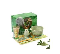 Set Matcha - Matcha Set a 8 Pezzi per la Cerimonia del Tè: Ciotola con Beccuccio, Frusta Matcha in Bambù con Supporto, Chashaku, Supporto per Chashaku, Cucchiaio in legno, Chakin, Setaccio per Matcha