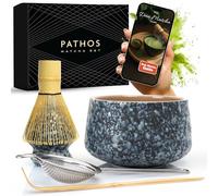 Set Matcha Premium in ceramica - Set Matcha tradizionale con scopa e ciotola, colino e porta scopa - Set Macha Tea - Kit accessori Matchaset senza polvere - Whisk Matchabesen (nero)