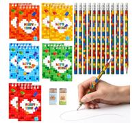Set Matite Blocchi 23 PCS Set Cancelleria con 12 Matite Divertenti, 10 Mini Quaderni e Gomma Capibara, Cancelleria Kawaii, Materiale Scolastico, Regalo Cancelleria