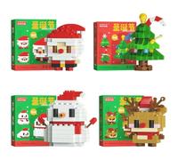 Set Mattoncini Natale - Babbo Natale, Renna, Albero di Natale, Pupazzo di Neve Modelli Giocattolo Educativo Creativo Regalo per Bambini