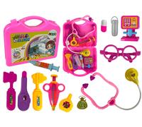 Set medico in valigia rosa con stetoscopio