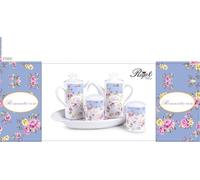 Set Menage da The Tè i Ceramica con Tazze e Vassoio Decoro Romantic Rose