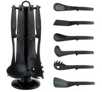 Set Mestoli da Cucina 7 Pz Per Uso Alimentare Cucchiaio Spatola Mestolo Resistenti al Calore Antiaderenti Casa Accessori Antiaderente (Nero)