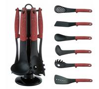 Set Mestoli da Cucina 7 Pz Resistenti al Calore Antiaderenti Colore Bordeaux