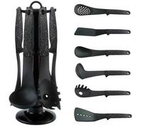 Set Mestoli da Cucina 7 Pz Resistenti al Calore Antiaderenti Colore Nero