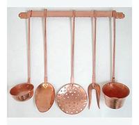 Set mestoli decorativi da cucina in rame 5 pezzi con supporto a parete