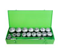 SET METALLICO DA 21 PEZZI CON BUSSOLE ESAGONALI DA 1" - FINITURA ZINCATA