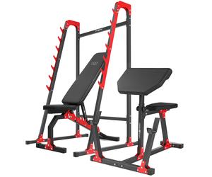 Set MH10 | Panca reclinabile regolabile MH-L114 + supporti multilivello MH-S204 + Panca Scott (modulo preacher) MH-L105 - Marbo Sport