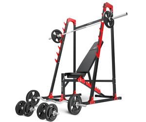 Set MH24_126KG_KIER | Panca regolabile per esercizi MH-L115 + supporti multilivello MH-S204 + barre rinforzate e pesi 83 kg - Marbo Sport