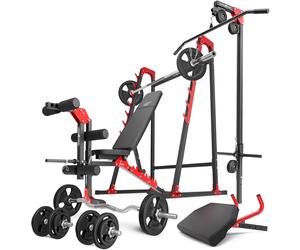 Set MH26_147KG_KIER | Panca regolabile per esercizi MH-L115 + supporti multilivello MH-S204 + supporto per esercizi per gambe MH-A102 + modulo preacher MH-A101 + stazione pulldown MH-W104 + barre rinf