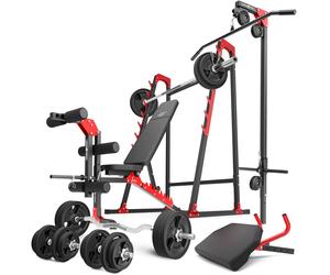 Set MH26_177KG_KIER_G | Panca regolabile per esercizi MH-L115 + supporti multilivello MH-S204 + supporto per esercizi per gambe MH-A102 + modulo preacher MH-A101 + stazione pulldown MH-W104 + barre ri