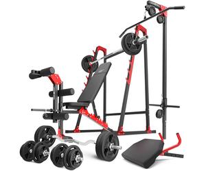 Set MH26_177KG_KIER | Panca regolabile per esercizi MH-L115 + supporti multilivello MH-S204 + supporto per esercizi per gambe MH-A102 + modulo preacher MH-A101 + stazione pulldown MH-W104 + barre rinf