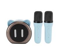 Set Microfono Altoparlante, Effetti Luce LED, Trasmissione BT 5.3, 6 Effetti Vocali Magici, 6 Ore di Riproduzione Musicale, Mini Macchina Karaoke Portatile con 2 Microfoni, per