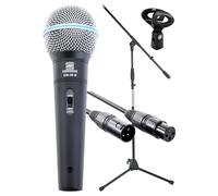 Set Microfono Asta Supporto Clip Cavo XLR 3 Poli Mic Live Palco Studio Karaoke