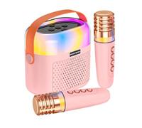 Set microfono e altoparlante, 1200 mAh, per bambini, per cantare, karaoke domestico con 2 microfoni wireless, set karaoke familiare con luci abbaglianti per la casa