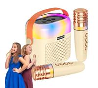 Set microfono e altoparlante, karaoke - Macchina per karaoke da canto per bambini da 1200 mAh | karaoke domestico con 2 microfoni wireless, set karaoke familiare con luci abbaglianti per la cas
