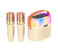 Set microfono e altoparlante, karaoke - Macchina per karaoke per bambini da 1200 mAh per cantare,karaoke domestico con 2 microfoni wireless, set karaoke familiare con luci abbaglianti per la ca