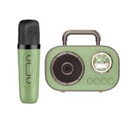 Set microfono e altoparlante, macchina per karaoke con microfoni, Macchina per karaoke wireless con 2 microfoni, Forniture audio ricaricabili a lunga durata della batteria con doppia connessione per m