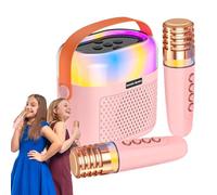 Set Microfono E Altoparlante | Macchina Per Karaoke Per Canto Per Bambini Da 1200 MAh, Altoparlante Per Karaoke, Set Per Karaoke Per Famiglie Con Luci Abbaglianti E 2 Microfoni Wireless Per Bambini