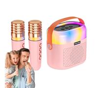 Set microfono e altoparlanti, piccola macchina per karaoke, macchina per karaoke, canto per 1200 mAh, 2 microfoni wireless, altoparlante karaoke, di karaoke domestico per Natale Hallowe