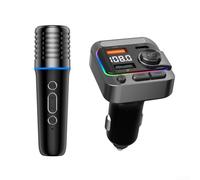 Set microfono per auto 5.3 con trasmettitore FM, lettore MP3, adattatore doppio USB, per veicoli da 12 V, 24 V, camion e SUV