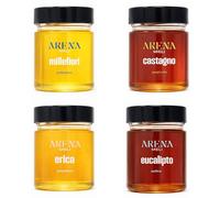 Set Miele Artigianale Calabrese 4x250g - Millefiori, Castagno, Erica, Eucalipto - 100% Italiano Naturale, Crudo Non Pastorizzato - Degustazione Intensa Calabria