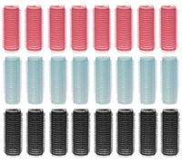 Set MIJOMA con 24 Bigodini Adesivi Autoadesivi in Verde Menta, Rosa, Nero - Senza Calore di Qualità da Parrucchiere (Ø 20 mm)