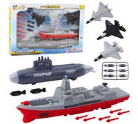 Set militare per bambini con portaerei, sottomarino e aerei da caccia