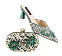 Set mini borsa da sera da donna con tacco scintillante design italiano strass scarpe con pochette abbinata per matrimonio, EN8, 40 EU