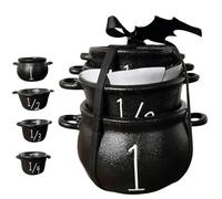 Set Mini calderone da Strega, Set misurini da Cucina da Mago, Decorazione calderone di Halloween, Contenitore per Caramelle in plastica Nera impilabile con Manico (1Set)